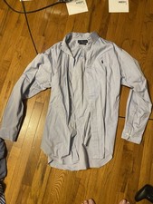 Ralph Lauren Yarmouth Shirt Mens 16-34 Blue Check Long Sleeve Button Down