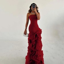 Prom Gown Tiered Layers Party Dress for Women Mermaid Evening Dresses Ruffle