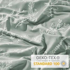 Botanical Floral Reversible Duvet Cover Set w/ Pillow Shams - Soft Brushed