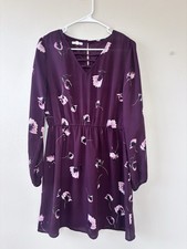Maurices Women’s Size Small Dress Burgundy Pink Floral Long Sleeves Lined 
