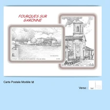 CP M 47139-327 POSTCARD 2 DRAWINGS 47 FORKS ON GARONNE