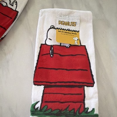 Peanuts Set of 2 Kitchen Tea Towels Snoopy & Woodstock 100% Cotton 18x28