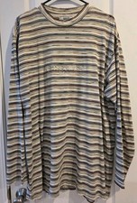 Vintage 90's Guess Jeans USA Brown Striped Long Sleeve Crew Neck Size M