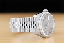 ROLEX DATEJUST 1601 18K GOLD STEEL GRAY DIAL WATCH w/ ROLEX FOLDED BRACELET 7