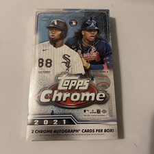 2021 TOPPS CHROME BASEBALL FACTORY SEALED HOBBY BOX - 96 CARDS -2 AUTO'S PER BOX