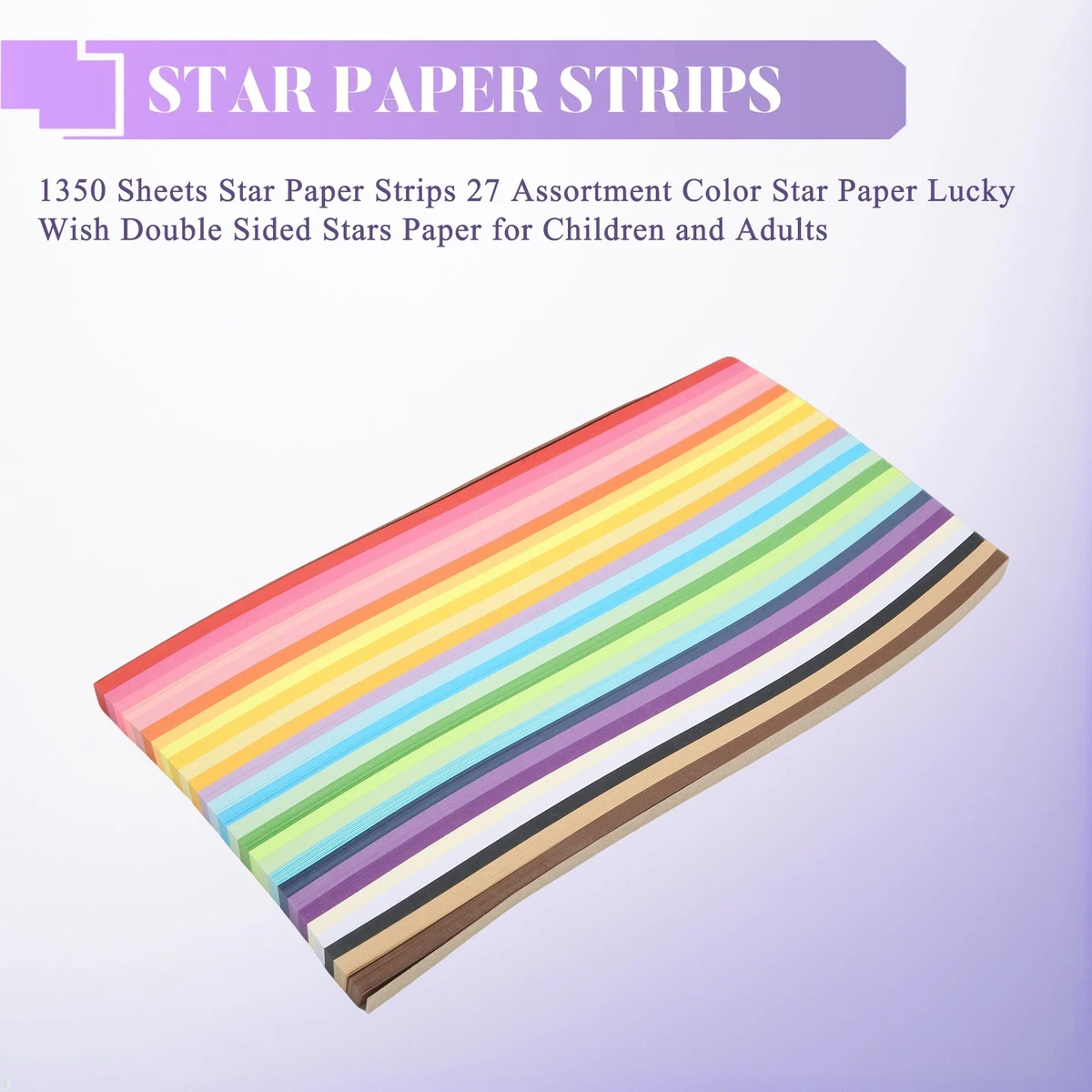 1350 Sheets Star Strips 27 Assortment Color Star Wish Sided Stars for9241
