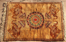 Hand-woven India Jaipur mandala rug Elephant Oriental wool carpet 5' 9' X 3' 11"