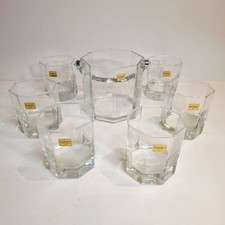 Vintage Luminarc “Octime” 7 piece set, ice bucket & 6 matching tumblers Glasses.