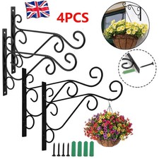 4Pcs  Garden Metal Hanging Basket Brackets Plant Hanger Hook Wall Decor UK