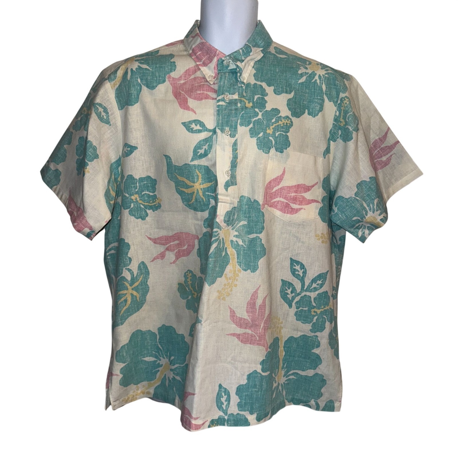 VTG Kahala Button Shirt Mens XL Floral Plumeria Vacation Aloha Hawaiian Retro
