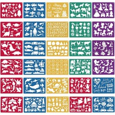 30 Pieces Drawing Stencils Set for Kids, Plastic Painting Multi 30PCS