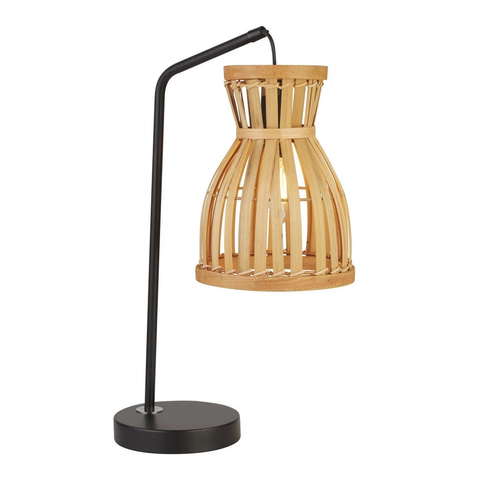 Tischlampe Tischleuchte Boho 45 cm Bambus Metall E14 Nachttisch Wohnzimmer Lampe - Bild 1 von 1