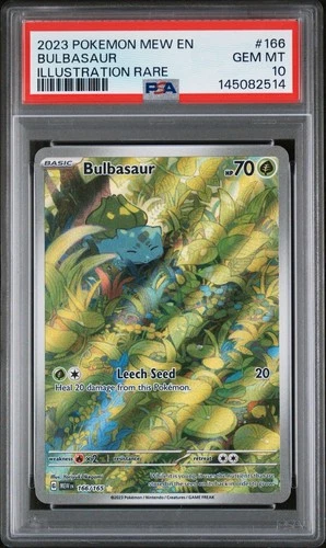 2023 POKEMON MEW EN-151 ILLUSTRATION RARE #166 BULBASAUR PSA 10