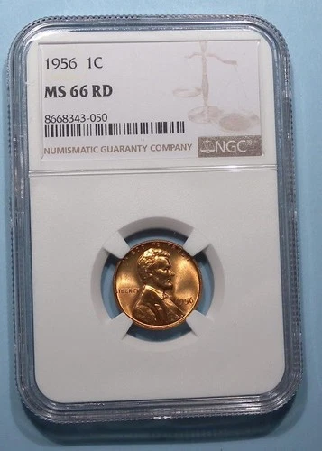 1956-P WHEAT CENT NGC MS 66 RD EBAY AUCTION COMP $24.95 STOCK PHOTO #SP-13