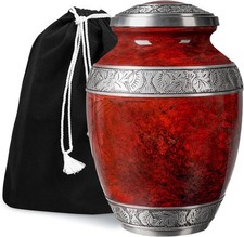 GSM Brands Cremation Urn for Adult Human Ashes - Large Handcrafted Red
