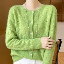 Crew Neck Long Sleeve Cardigan Women's Cashmere Cardigan Sweater 2026