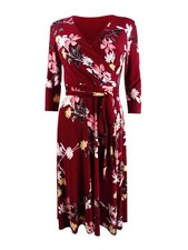 Lauren by Ralph Lauren Women's Floral Self-Tie Dress (2, Garnet/Pink)
