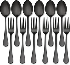 Set of 12 Stainless Steel Dinner Forks and Spoons Silverware Set Heavy-Duty / US