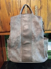 Gray Medium Backpack Purse Zip Closure Top Handle Adjustable Strap Pockets