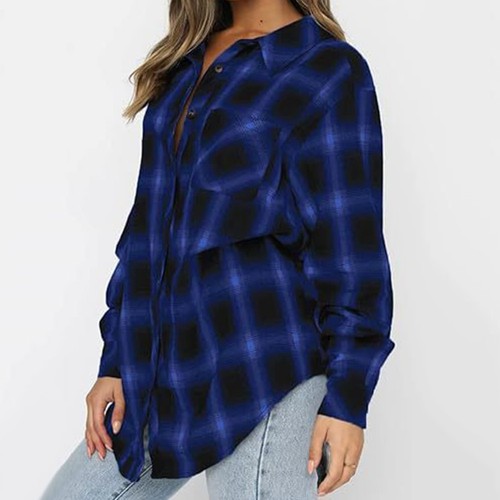 Effortless Style Womens Long Sleeve Casual Plad Flannel Shirts Available - Picture 11 of 32