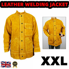 Industrial Leather Welding Jacket Workwear Fire Flame Resistant Clothes Safty UK