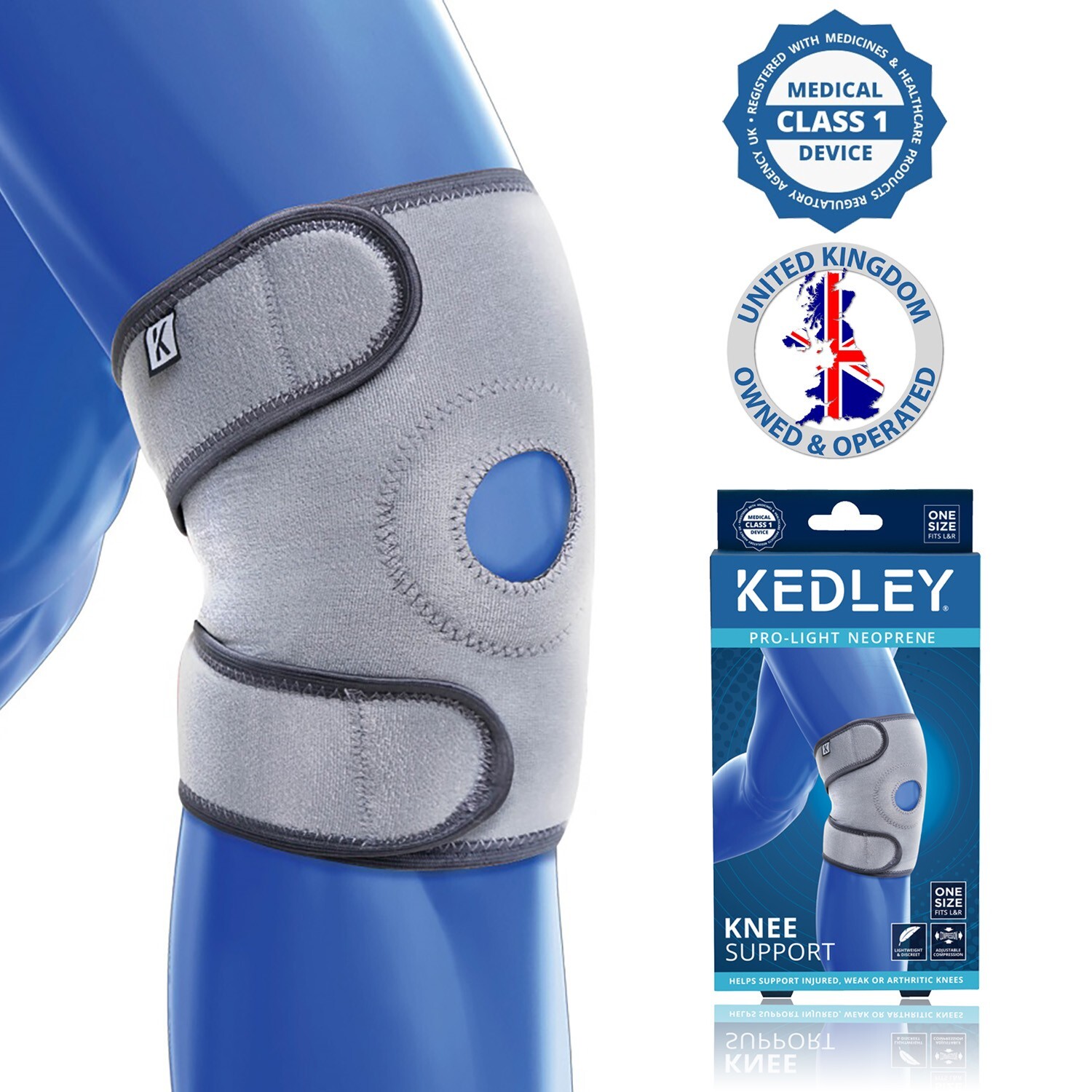 KEDLEY Knee Support Brace | Medical grade neoprene compression wrap with open pa