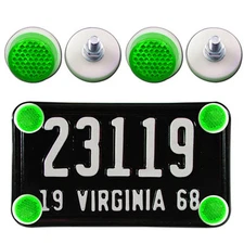 GREEN MINI REFLECTOR PLATE BOLT FASTENER FOR LICENSE PLATE MOTORCYCLE 4 PIECE A