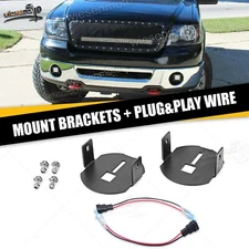 LED Fog Light Pod Lower Bumper Mount Brackets+Plug&Play Wire For Ford F150 06-14
