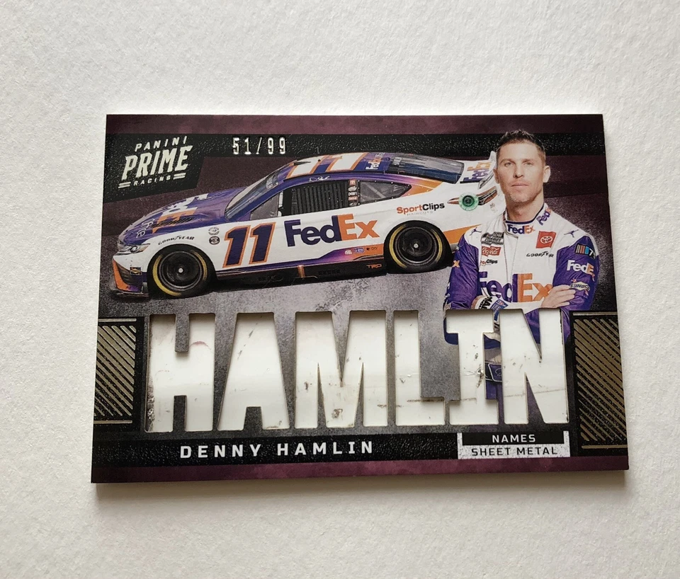 2023 Panini Prime Racing DENNY HAMLIN Names Sheet Metal /99 - Image 2 of 3