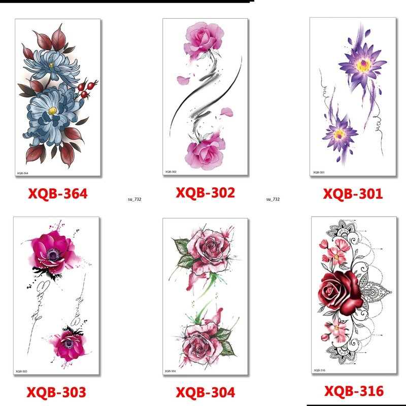6 Sheets Temporary Tattoos Body Arm Tattoo Sticker Half Sleeve Fake Waterproof 