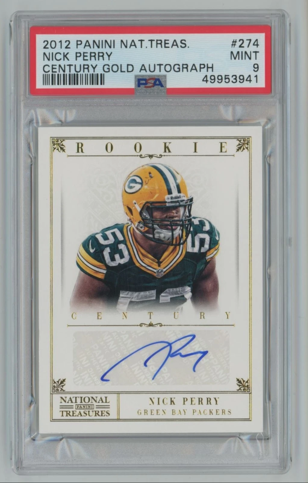 Nick Perry Panini National Treasures #274 Century Gold-Signature