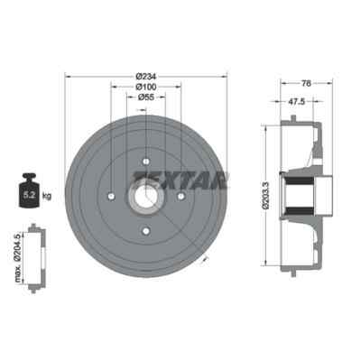 TEXTAR Bremstrommel 94045800