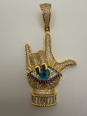 Iced Evil Eye Hand Pendant