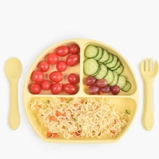 Baby Silicone Set Baby Feeding Dishes Bowl Plate Bibs Spoon Fork Sippy Cup Baby