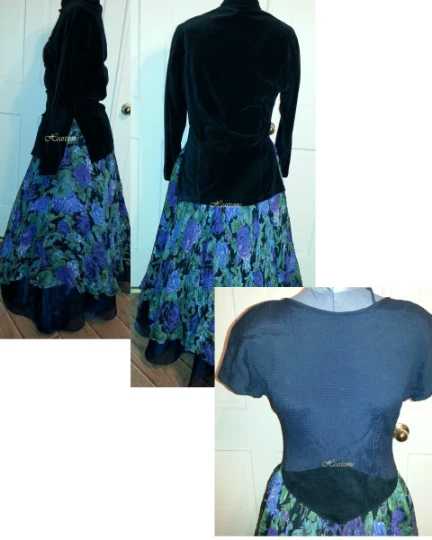 Victorian style 80's floral dress with Asian style jacket - Image 3 of 4