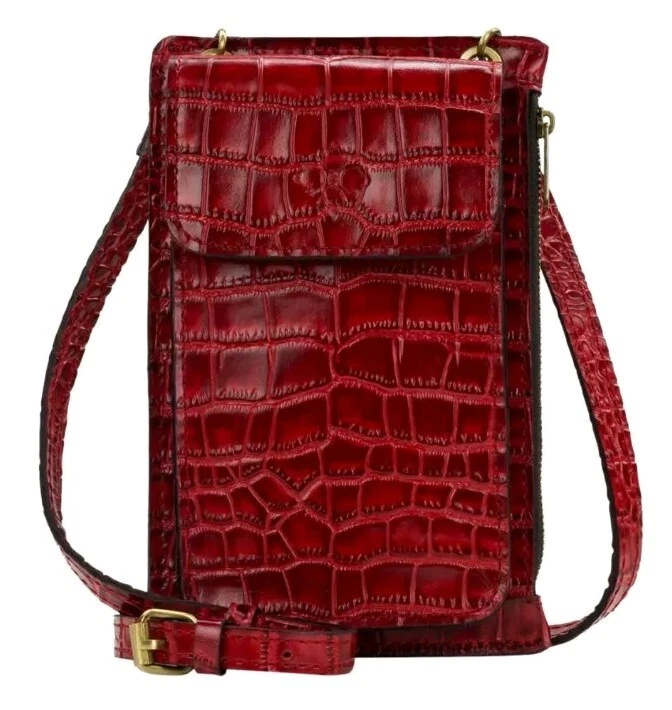 Patricia Nash Chiavella Croco Embossed Leather Phone Crossbody Wallet RFID-Red