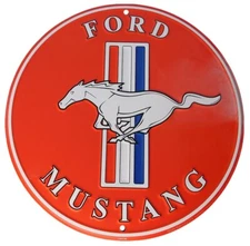 Ford Mustang Red Round 12" Metal Plate Sign - Licensed