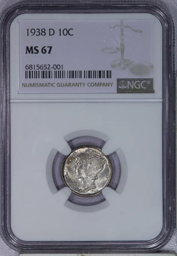 1938-D Mercury Dime 10c NGC MS67