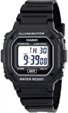 Casio F108WH-1A, Illuminator Chronograph Watch, Black Resin,Alarm,7 Year Battery