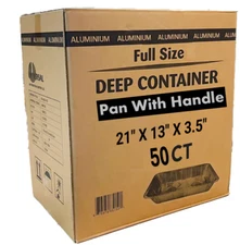 Disposable Aluminum 2.75X12.75X3 in Full Size Pans with Handle Rack 50 PCs Case