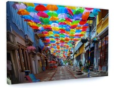 STUNNING ABSTRACT UMBRELLA MARKET ALLY CANVAS PICTURE PRINT WALL ART