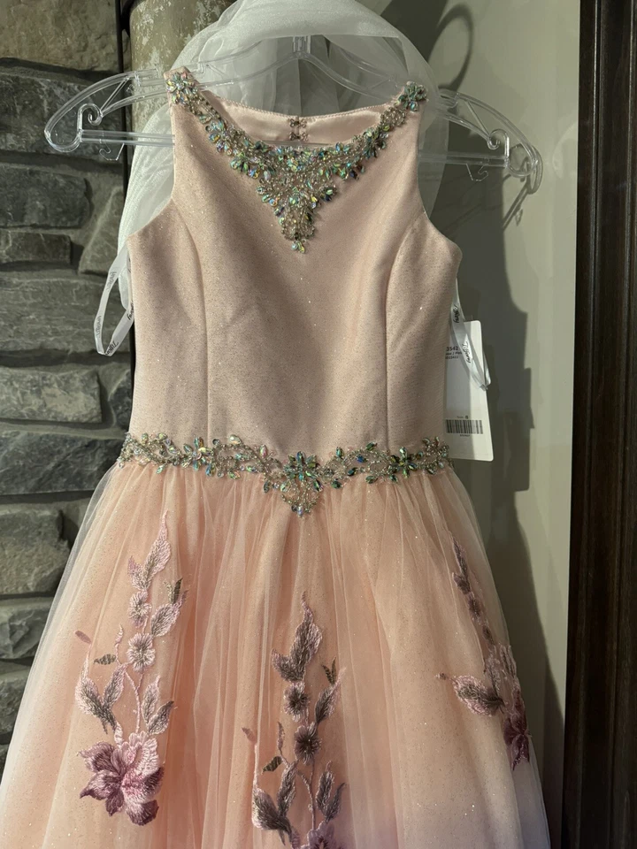 Tiffany Princess 13542 Rose Pink Stunning Girls Pageant Party Gown Dress sz 8 - Image 4 of 4