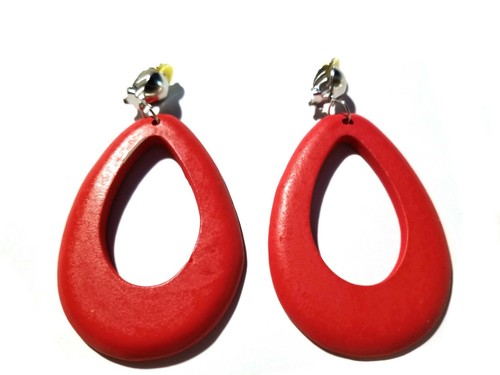 PENDIENTES CON CLIP DE MADERA LÁGRIMA CLIP PENDIENTES SURTIDOS COLORES ARO 3 PULGADAS - Imagen 6 de 21