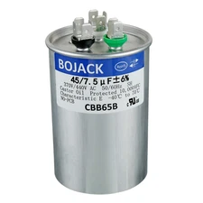 BOJACK 45+7.5 Uf 45/7.5 MFD ±6% 370/440 V AC CBB65 Dual Run Circular Start Capac