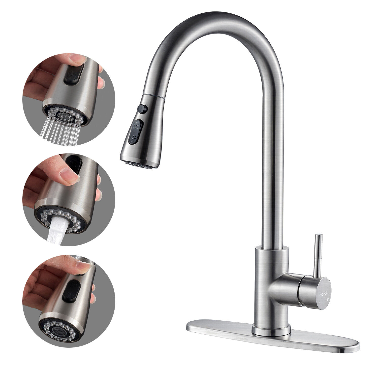 GROHE 30306dc0 Eurosmart Single Handle Pull Out Sprayer Kitchen Faucet Steel For Sale Online EBay