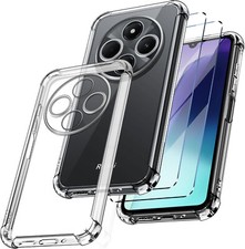 For Xiaomi Redmi 14C 5G Case, Clear Shockproof Phone Cover + Screen Protector