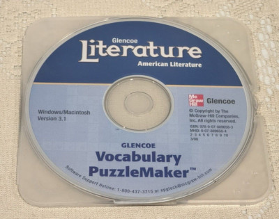 Glencoe Literature American Literature Vocabulary PuzzleMaker Vers. 3.1 CD 2008