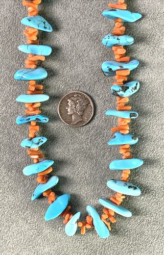 Necklace 30" Branch Coral & Turquoise Nugget & Voluta Sea Snail Shell Heishi - Picture 8 of 12