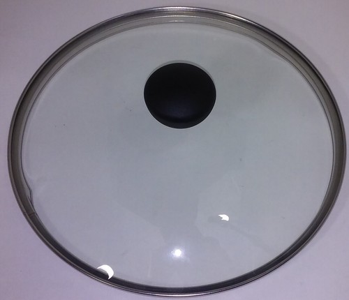 NEW COOK'S ESSENTIALS 24 CM GLASS STAINLESS STEEL RIM LID COVER W/BLACK KNOB - 第 1/2 張圖片