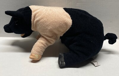 Folkmanis Eating Pig Hand Puppet Pink and  Black 14'' Full Body Retired Toy